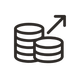 Stack of coins with upward arrow