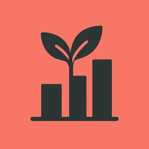 Growing plant and bar chart